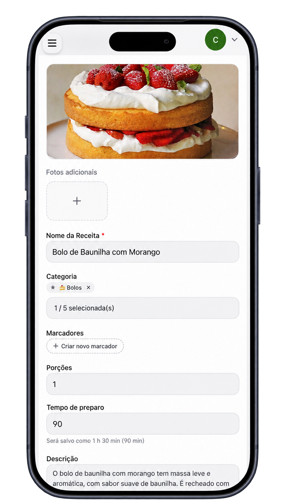 Tela do ChefPro com ficha técnica e seus PDFs para produção